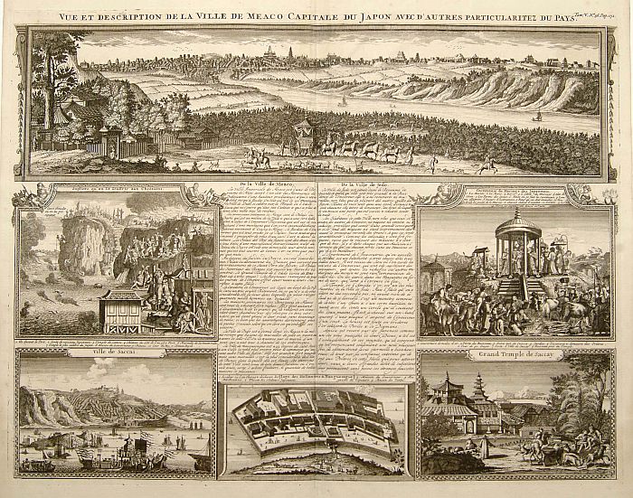 CHATELAIN, H., Vue et description de la Ville de Meaco Capitale du Japon., antique map, old maps