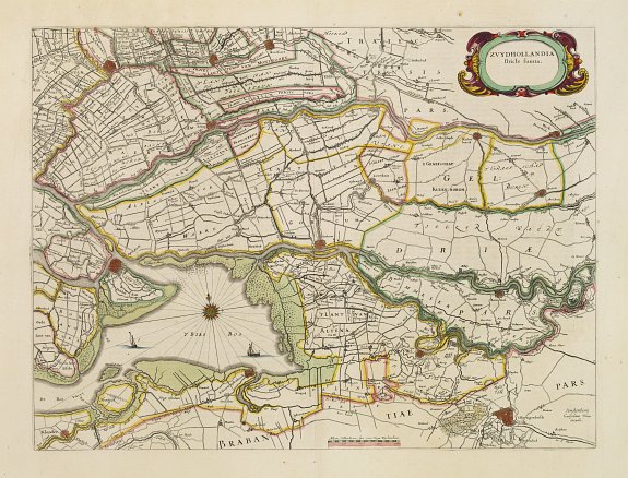 BLAEU, W., Zuydhollandia stricte sumta., antique map, old maps