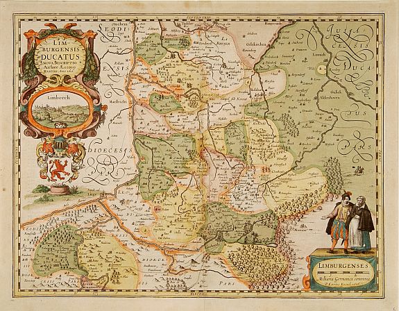 KAERIUS,P., Limburgensis Ducatus., antique map, old maps