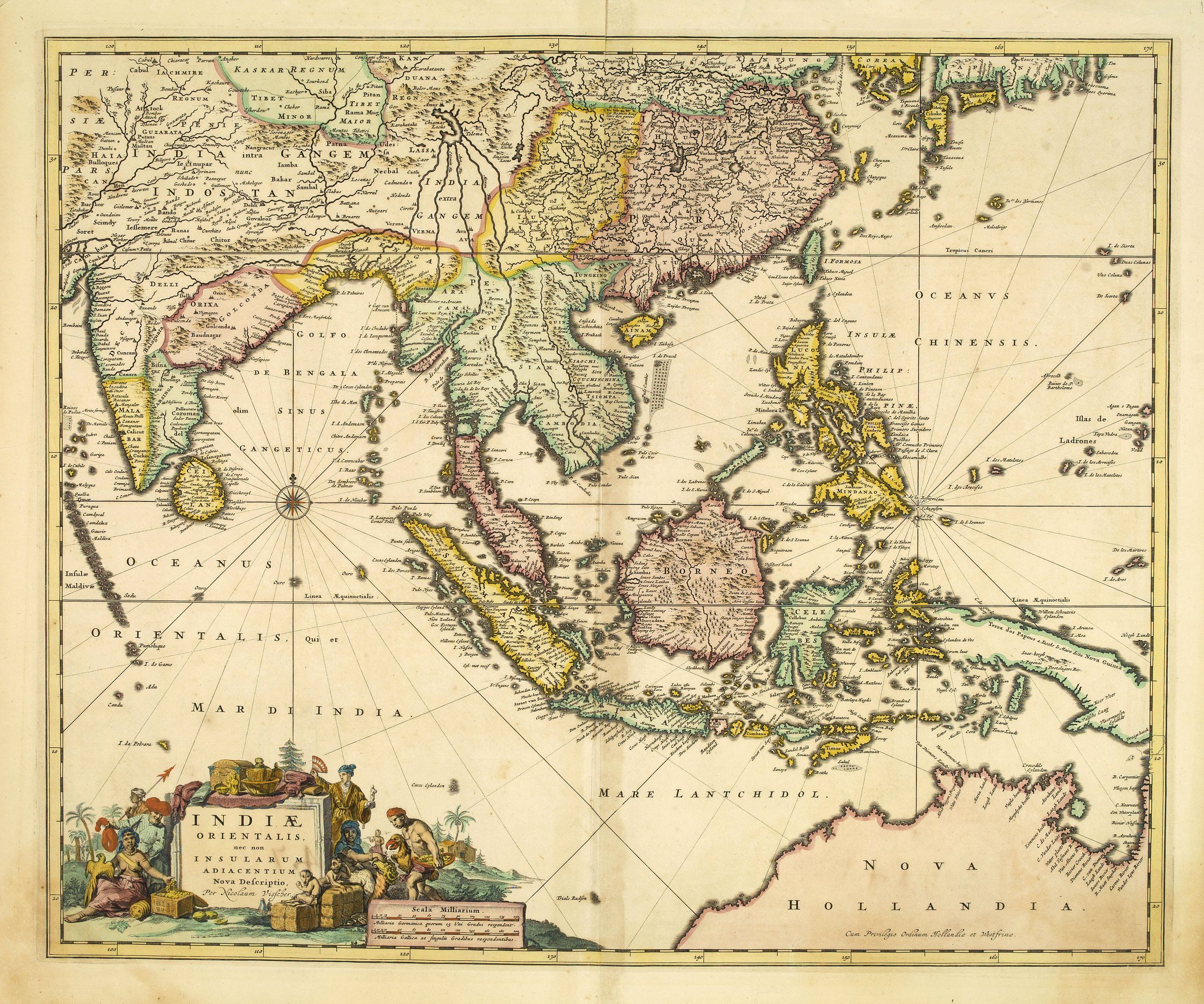 VISSCHER, N., Indiae orientalis, nec non Insularum Adiacentium . . ., antique map, old maps