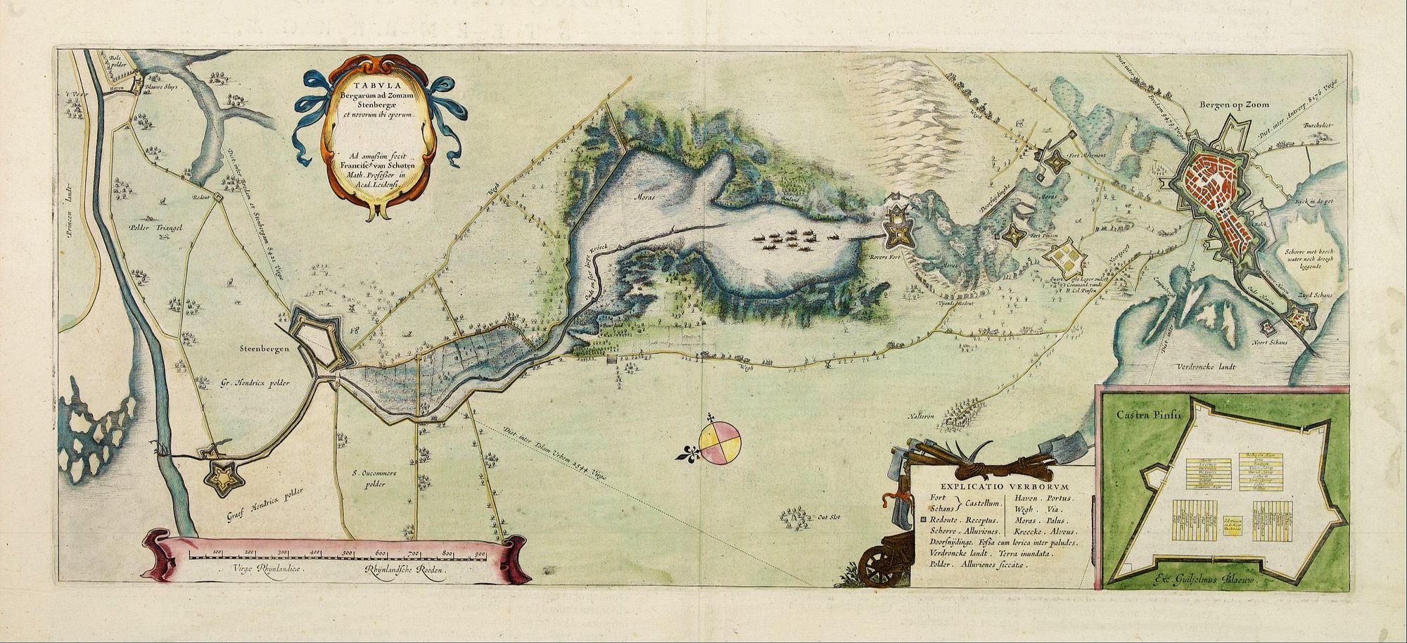 BLAEU, W., Tabula Bergarum ad Zomam Stenbergae et novorum ibi operum., antique map, old maps