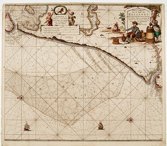 VAN KEULEN,J., Nieuwe Paskaert van de kust van Hollandt tussen Texel en.., antique map, old maps