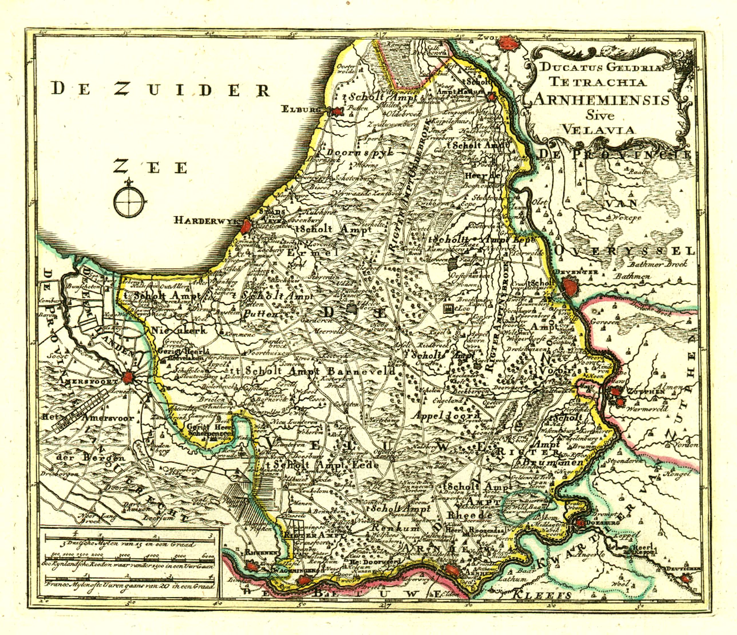 DE LETH, H., Ducatus Geldria Te Trachia Arnhemiensis Sive Velavia., antique map, old maps