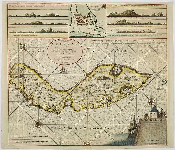 VAN KEULEN, G., Nieuwe Afteekening van het Eijland Curaçao. . ., antique map, old maps