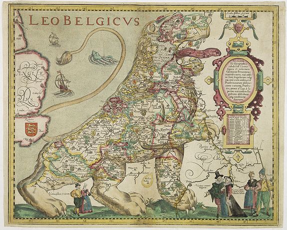 KAERIUS, P., Leo Belgicus., antique map, old maps
