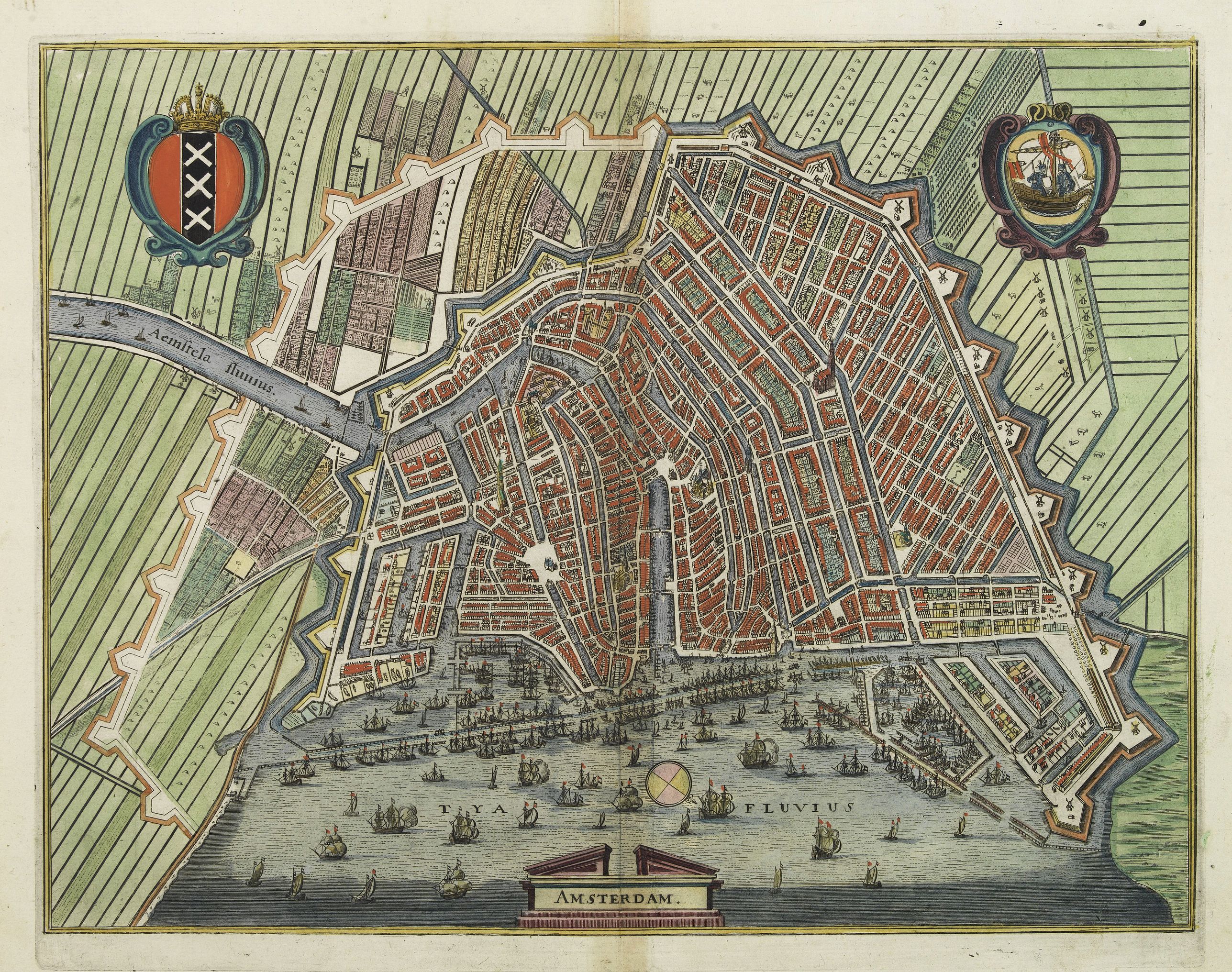 MERIAN, M., Amsterdam., antique map, old maps