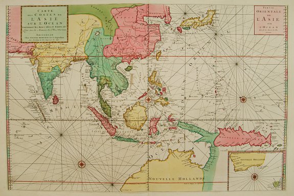 JAILLOT, H. / COVENS, P., Carte des Costes de L'Asie sur L'Ocean Contenant les Bancs Isles et Costes &c . . . Partie Orientale de L'Asie sur L'Ocean ., antique map, old maps
