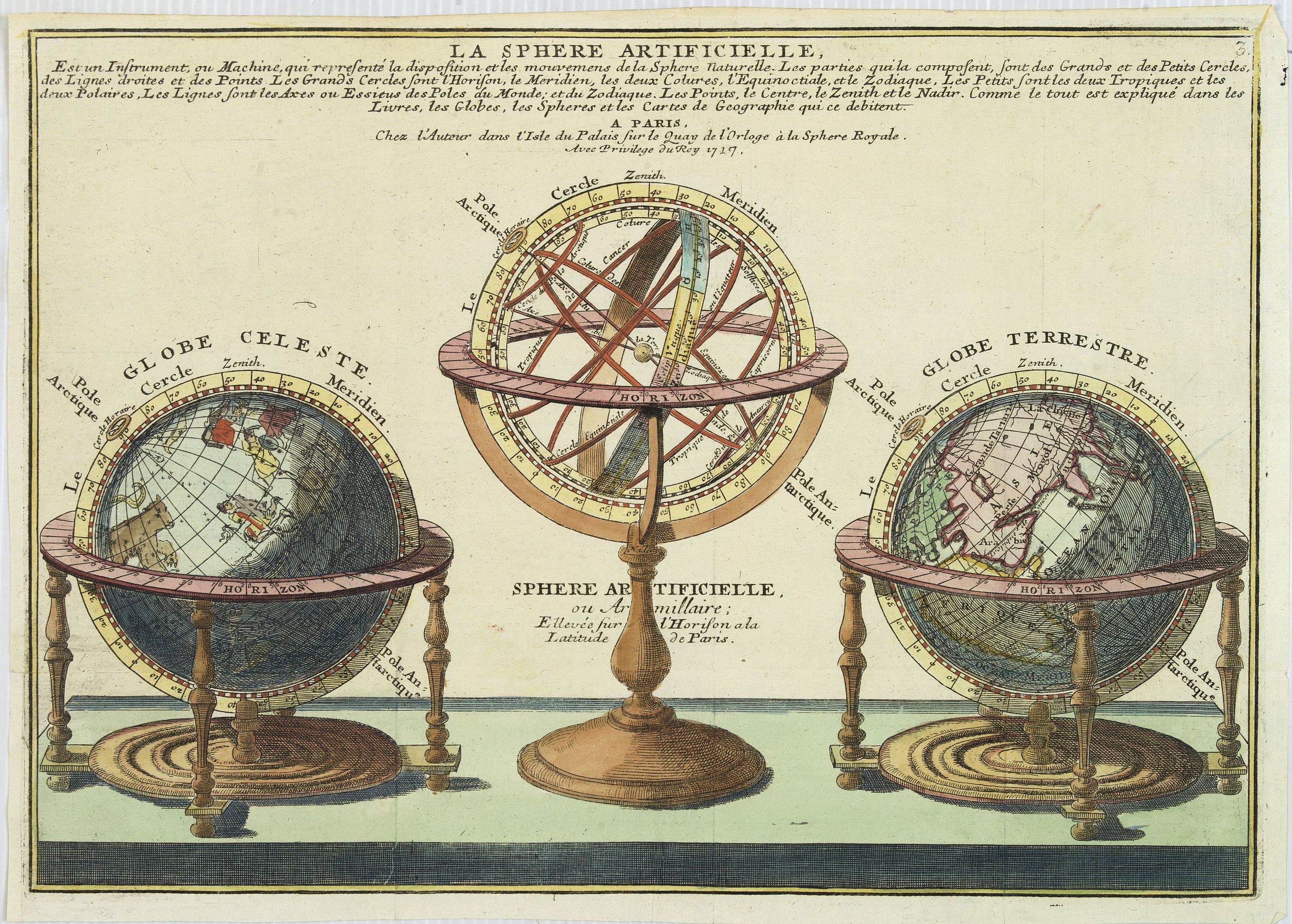DE FER, N., La Sphere Artificielle. . ., antique map, old maps
