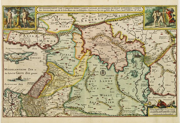 VISSCHER, C.J., De gelegenheyt van t'paradys ende t'landt van Canaan. . ., antique map, old maps