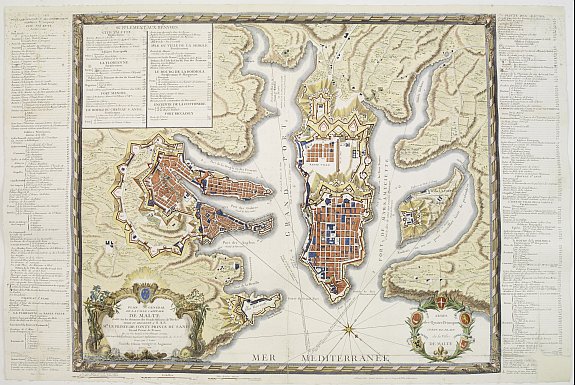 LATTRÉ, Plan general de la Ville capitale de Malta.., antique map, old maps