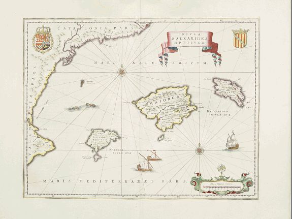 BLAEU, W., Insulae Balearides et Pytiusae., antique map, old maps