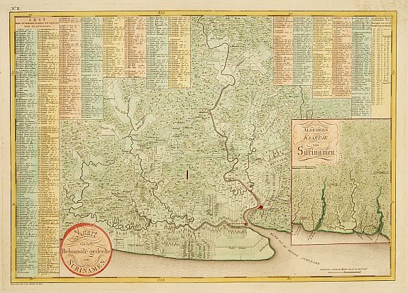 VAN BAARSEL EN ZOON,C., Kaart van het bebouwde gedeelte van Suriname., antique map, old maps