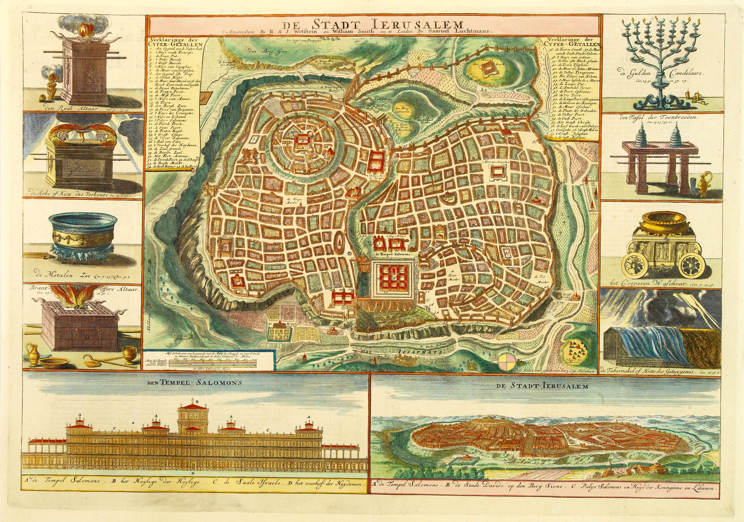 LUCHTMANS, S., De Stadt Jerusalem., antique map, old maps