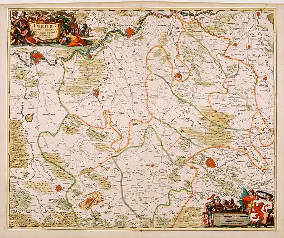 VISSCHER, N., Limburgi Ducatus et Comitatus Valkenburgi. . ., antique map, old maps