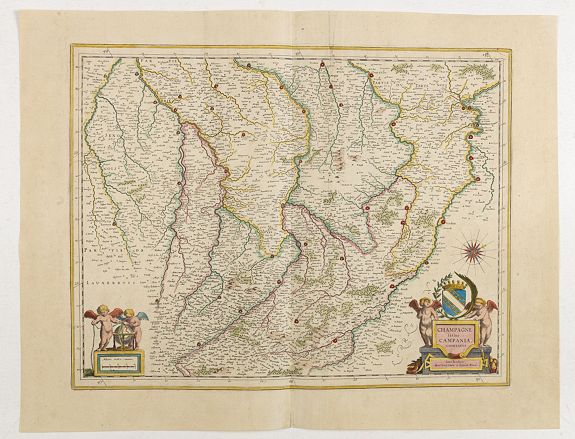 BLAEU, W. / J., Champagne latine Campania, comitatus., antique map, old maps