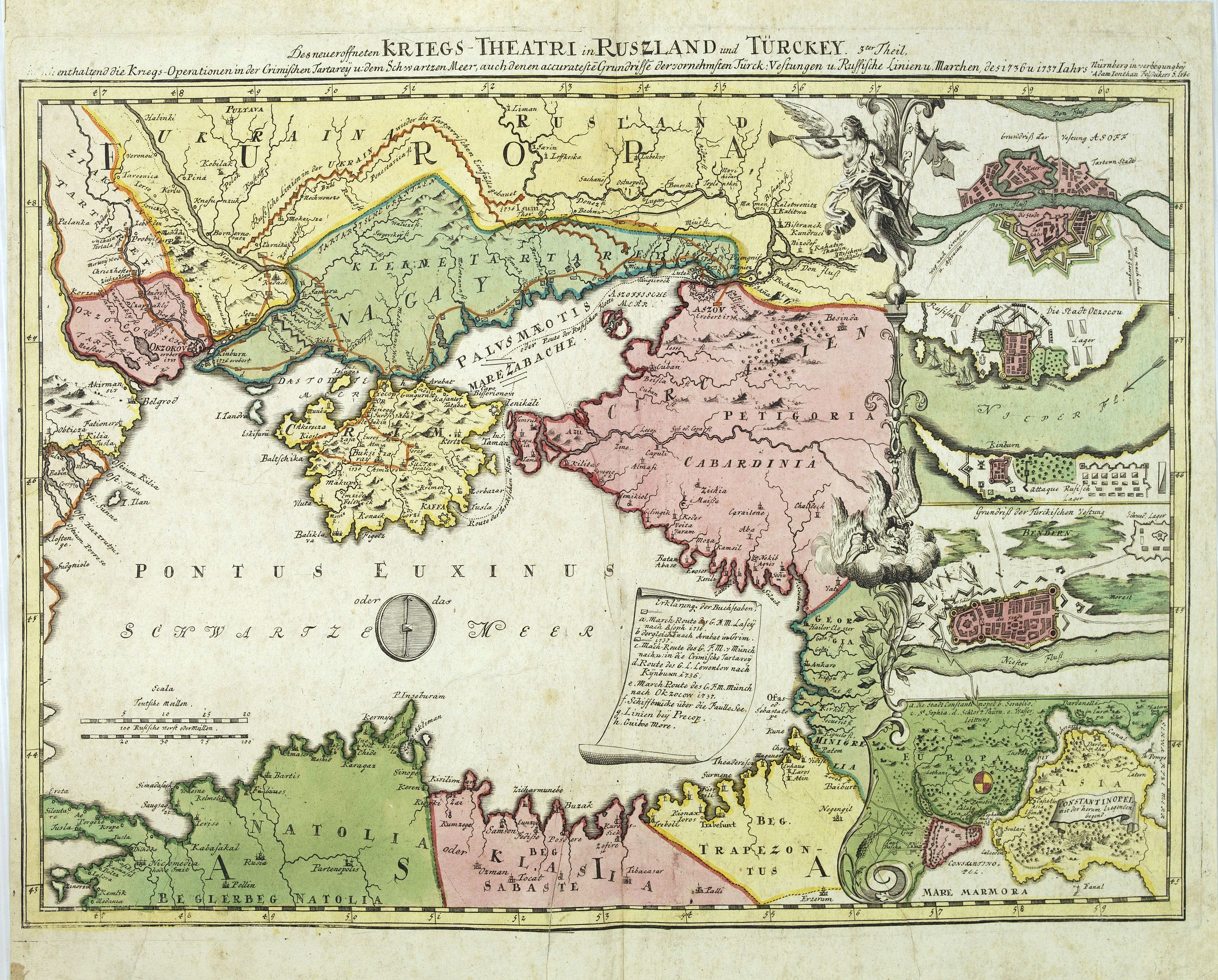 FELSECKER, A.J., Des neueroffneten Kriegs-Theatri in Rusland und Turckey.., antique map, old maps