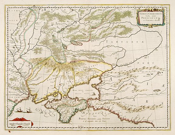 BLAEU;W., Taurica Chersonesus, Nostra aetate Prezecopsca, et Gazara dicitur., antique map, old maps