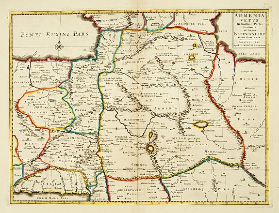 MORTIER, P., Armenia Vetus In Quatuor Partes.., antique map, old maps