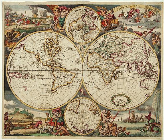DANCKERTS,J., Nova Totius Terrarum Orbis Tabula.., antique map, old maps