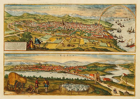 BRAUN,G. / HOGENBERG, F., Barcelona / Ecija, antique map, old maps