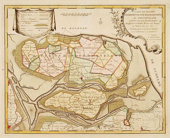 TIRION,I., Kaarte der ..Noordbeveland, Wolphartsdyk en Oostbeveland.., antique map, old maps