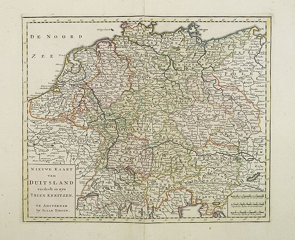 TIRION, I., Nieuwe Kaart van Duitsland.., antique map, old maps