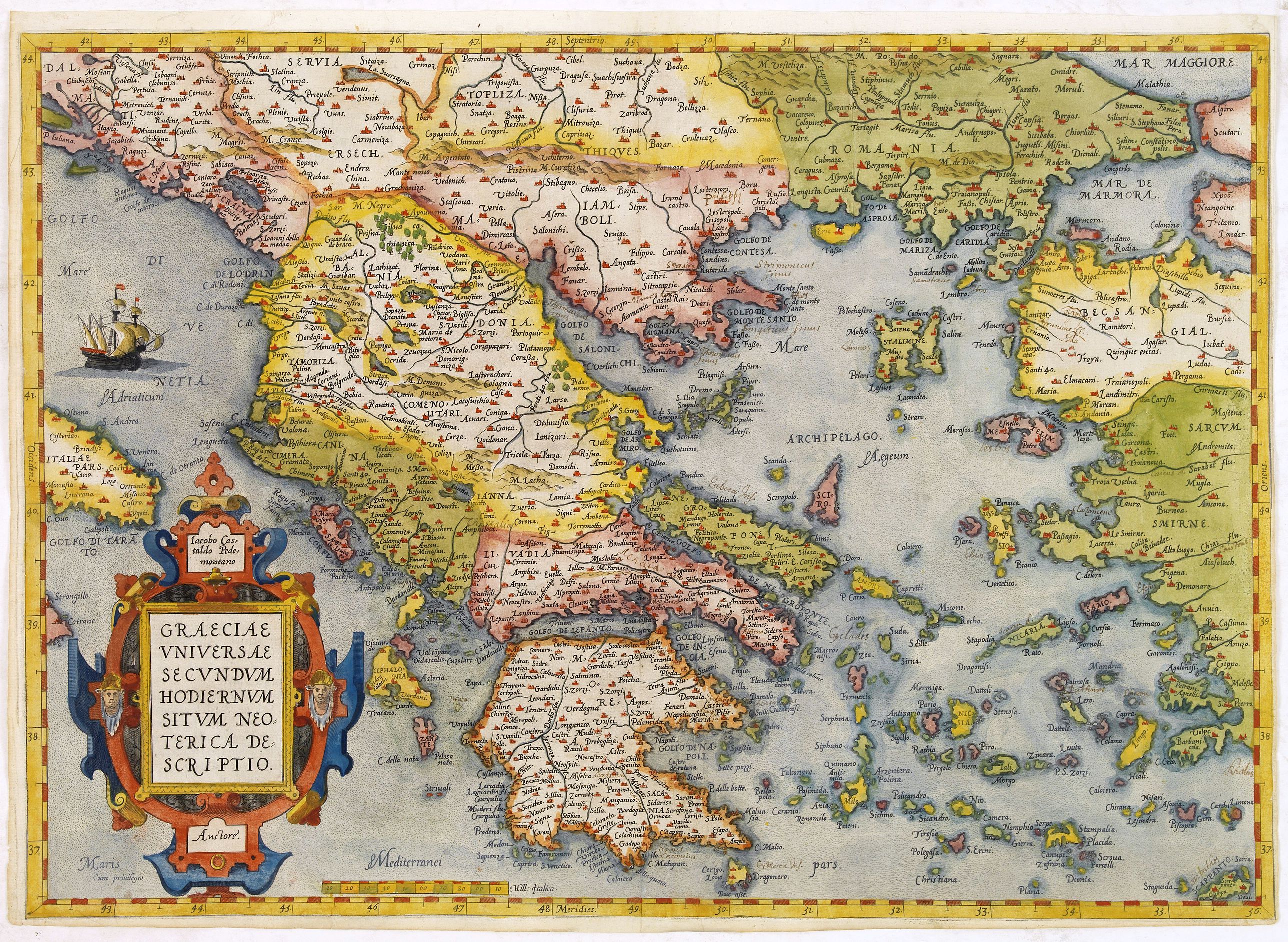 ORTELIUS, A., Graeciae Universae Secundum Hodiernum Situm Neoterica.., antique map, old maps