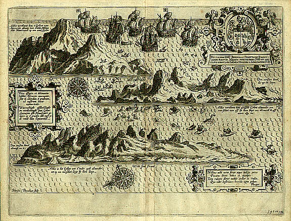VAN LINSCHOTEN,J.H., Insula D.Helenae sacra coeli.., antique map, old maps