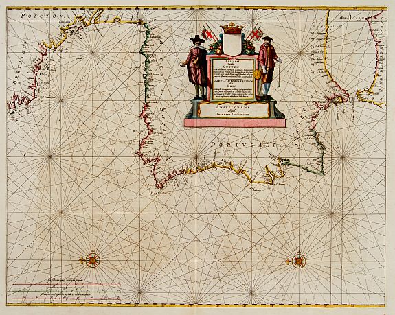 JANSSONIUS,J., Pascaart vande Custen van Andaluzia, Portugal.., antique map, old maps