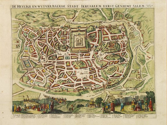 DANCKERTS, C., De heylige en wytvermaerde stadt Jerusalem., antique map, old maps