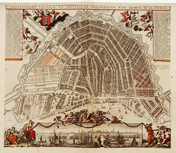 DE LA FEUILLE,J., Amstelodami Veteris et Novissimi Delineatio.., antique map, old maps