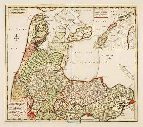 TIRION,I., NoordHollands..WestFriesland..Dregterland..Koggen enz., antique map, old maps