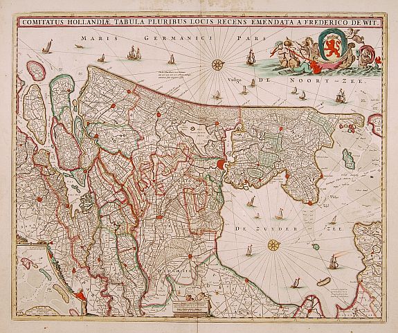 DE WIT,F., Comitatus Hollandiae tabula pluribus.., antique map, old maps