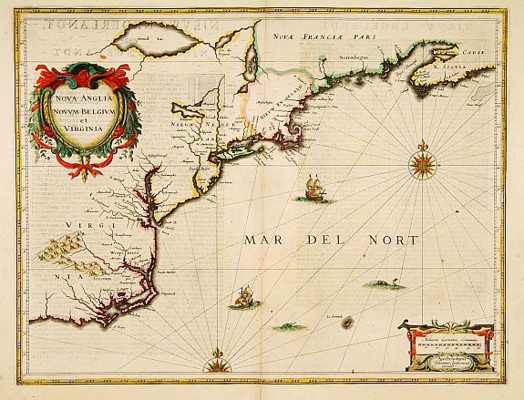 JANSSONIUS, J., Nova Anglia Novum Belgium et Virginia., antique map, old maps
