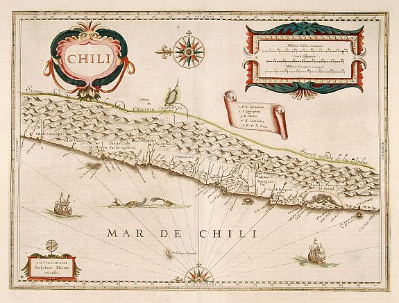 BLAEU,W., Chili., antique map, old maps