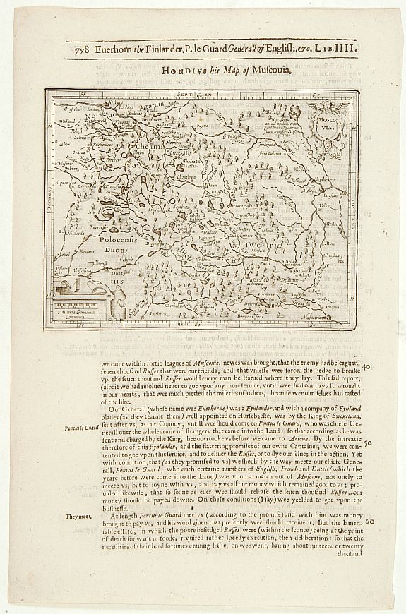 HONDIUS, J. / PURCHAS, S., Moscovia., antique map, old maps