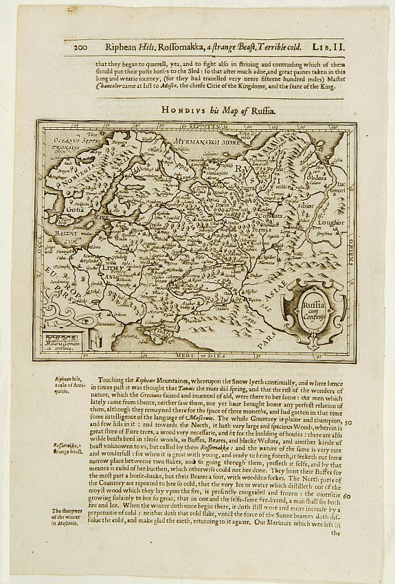 HONDIUS, J./ PURCHAS, S., Russia cum consinijs, antique map, old maps