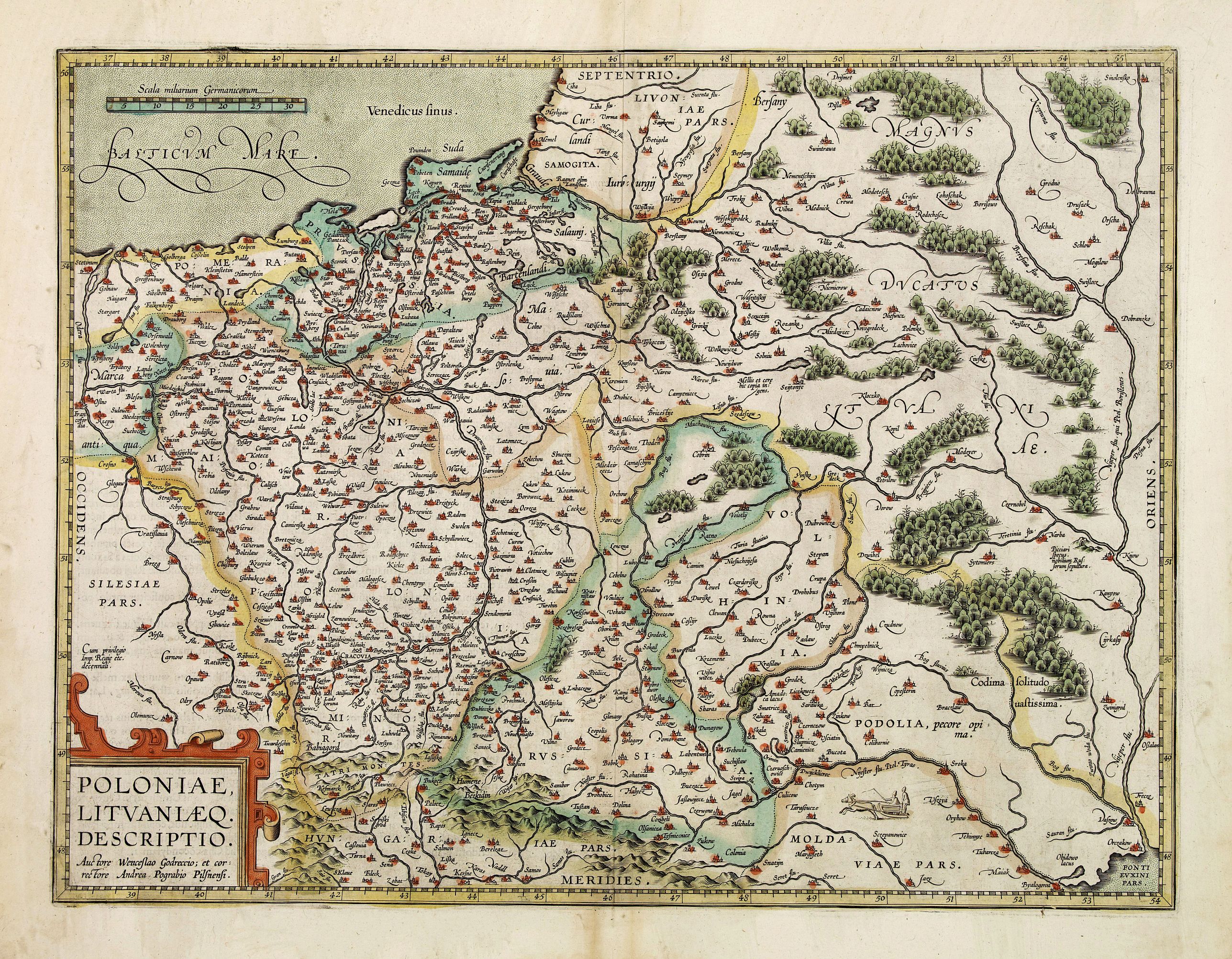 ORTELIUS, A., Poloniae, Lituaniaeq descriptio., antique map, old maps