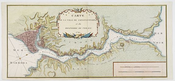 TARDIEU, P.F., Carte de la ville de constantinople et du Bosphore de thrace 1785., antique map, old maps