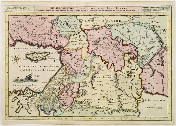DANCKERTS, C II, De gelegentheyt van 't Paradys en ' t Landt Canaan, antique map, old maps