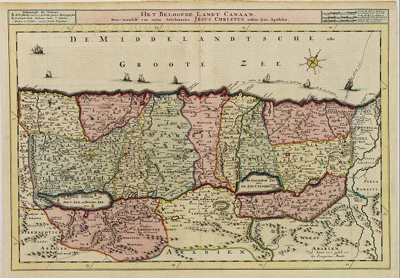 DANCKERTS, C. II, Het Beloofde Landt Canaan, antique map, old maps