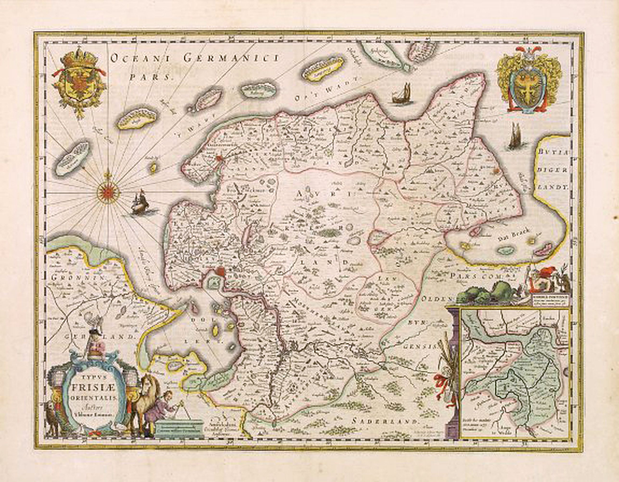 JANSSONIUS, J., Typus Frisiae Orientalis., antique map, old maps