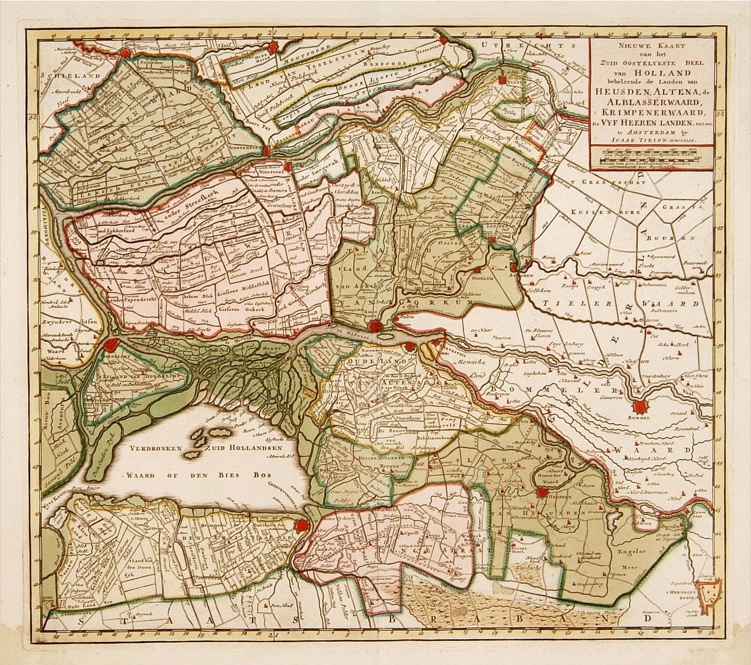 TIRION, I., Nieuwe kaart van het oostelykste deel van Holland. . ., antique map, old maps