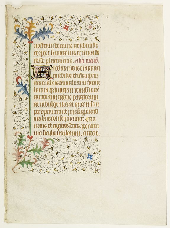 BOOK OF HOURS, Leaf on vellum from a manuscript Book of Hours., antique map, old maps