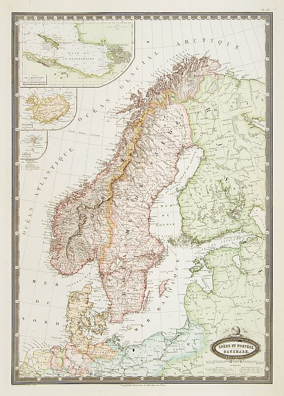 GARNIER,F.A., Suede et Norvege. Danemark., antique map, old maps