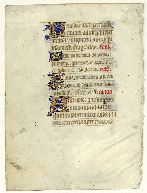ANONYMOUS, Leaf from a book of hours., antique map, old maps