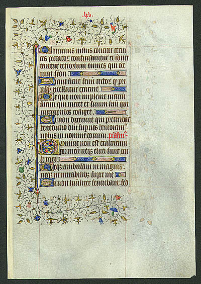 ANONYMOUS, Manuscript leaf, on vellum from a book of hours., antique map, old maps