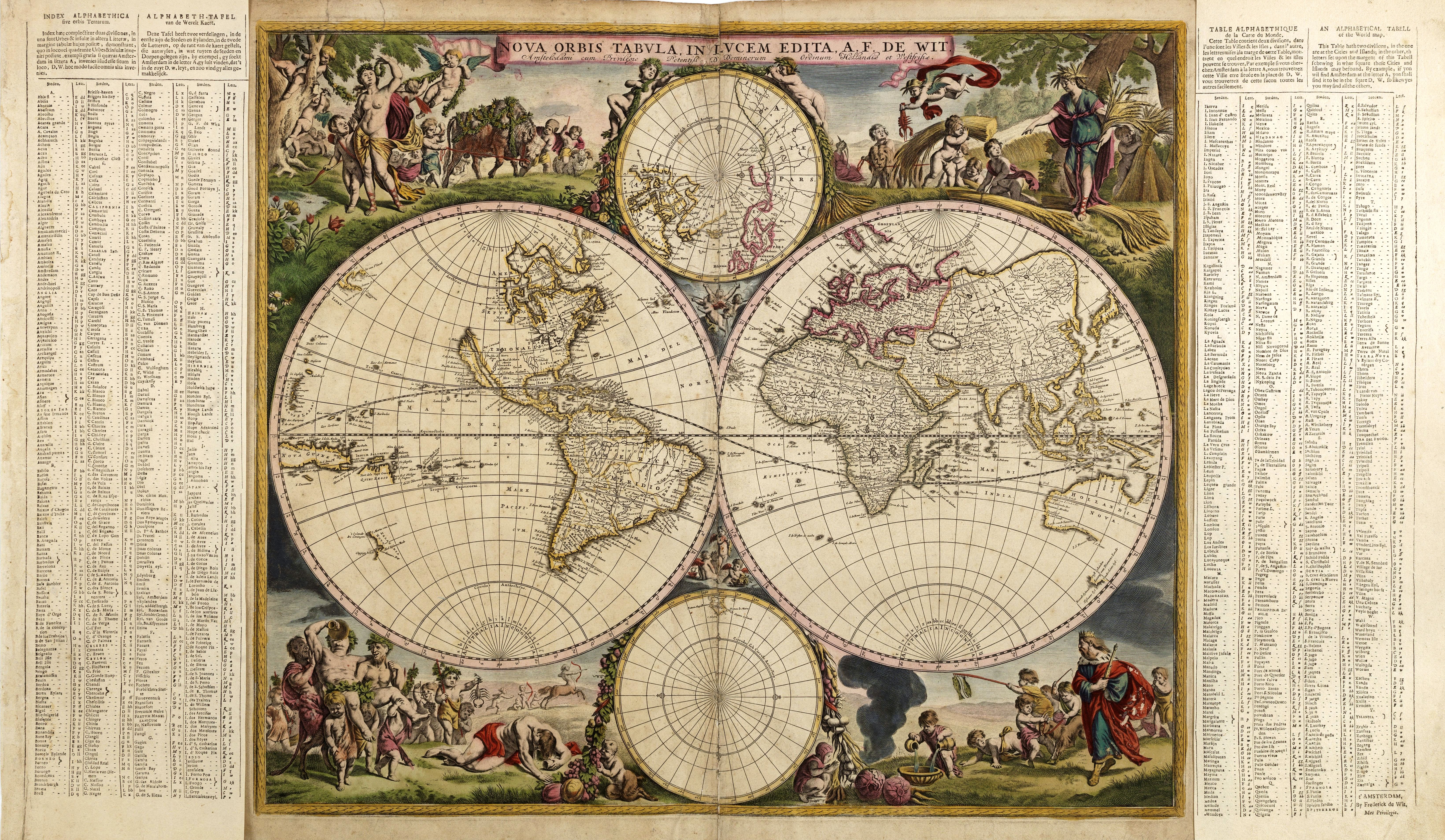 DE WIT, F., Nova Orbis Tabula in Lucem edita A.F.de Wit., antique map, old maps