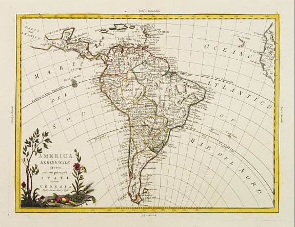 ZATTA,A., America meridionale divisa ne'fuoi principali.., antique map, old maps