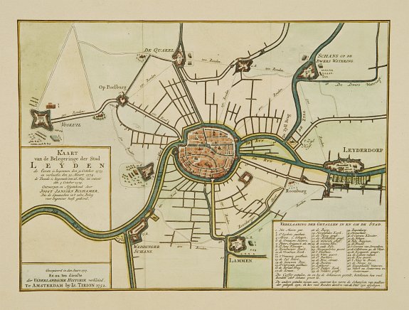 TIRION, I., Kaart van de belegeringe der stad Leyden.., antique map, old maps